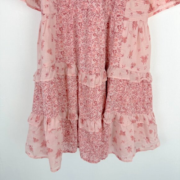 NWT American Eagle Romantic Floral Print Tiered Mini Dress Pink Size XL NEW - Picture 4 of 11
